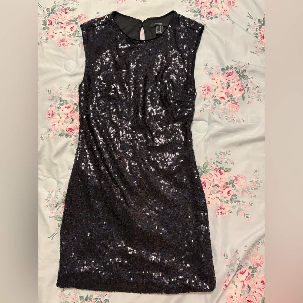 forever 21 dark blue sequin mini dress